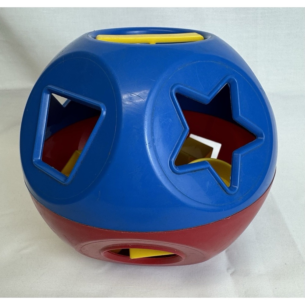 Retro Tupperware Shape-O Toy Red Blue Yellow Sorting Ball Vintage Stem Counting
